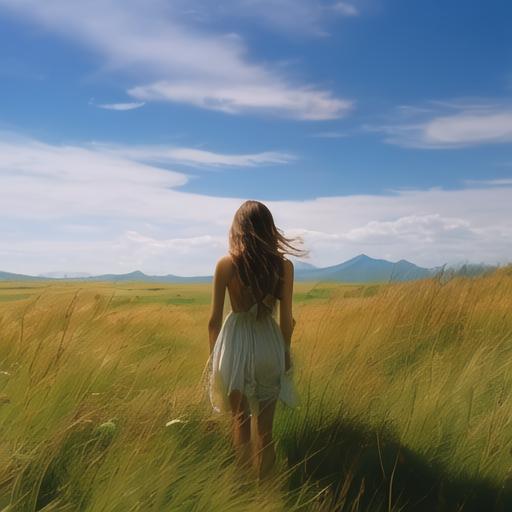 日本A级A做爰片免费观看草原上的美女背影_自然风景_图库_素材_回车素材